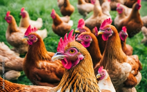 Stocklife chicken hen farm organic brown color life © gassh