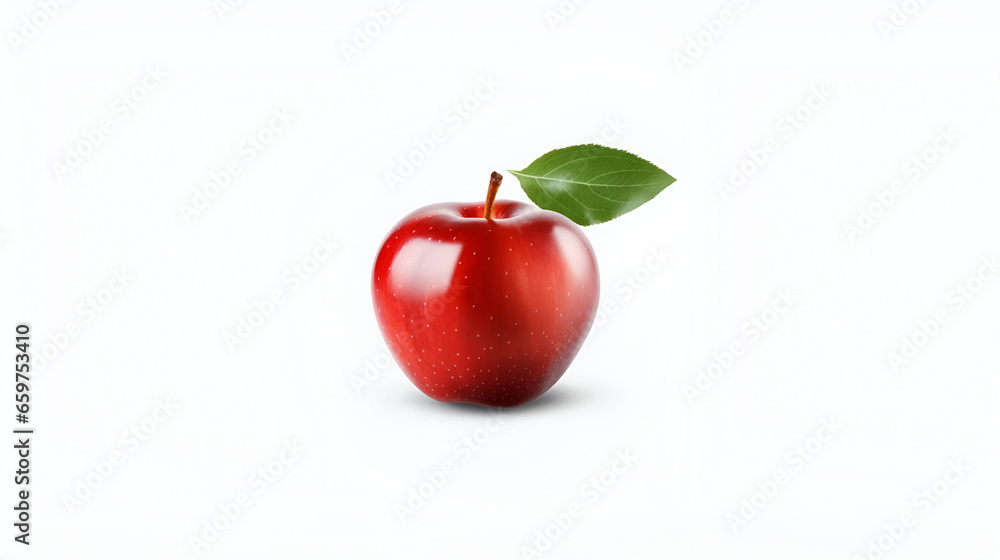 red apple isolated on white, A juicy, bright red apple with a single leaf attached to the stem, Isolated on transparent or white background, PNG red apple isolated on white, A juicy, bright red apple with a single leaf attached to the stem, Isolated on transparent or white background, PNG