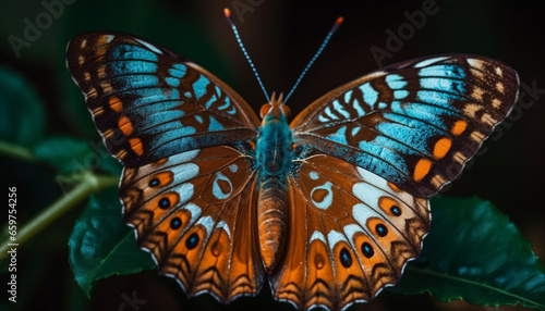 The fragile beauty of a multi colored butterfly in close up generated by AI