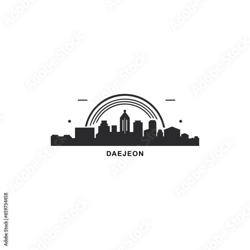 South Korea Daejeon cityscape skyline city panorama vector flat modern logo icon. Asian emblem idea with landmarks and building silhouettes. Isolated graphic