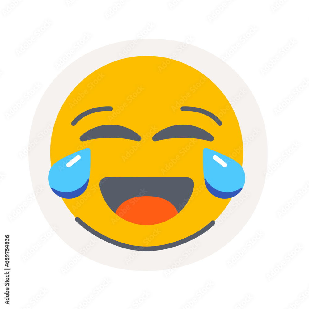 Fun laugh face emoji icon sticker Fun laugh face emoji icon sticker