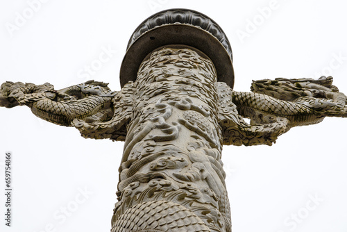 Chinese traditional stone sculpture Huabiao column photo