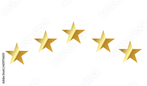 five star in a row vector. gold star award