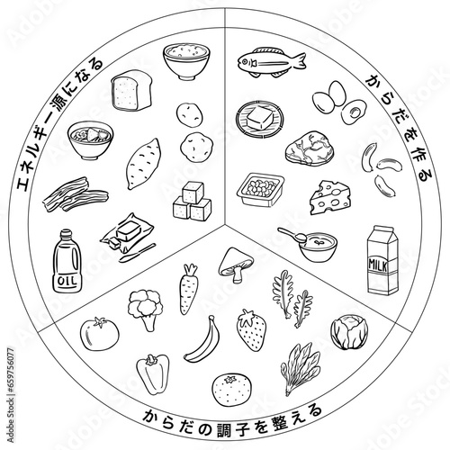 三色食品群　食品　一覧表　1色
