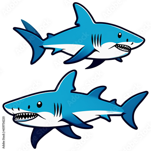 cartoon, cute blue shark