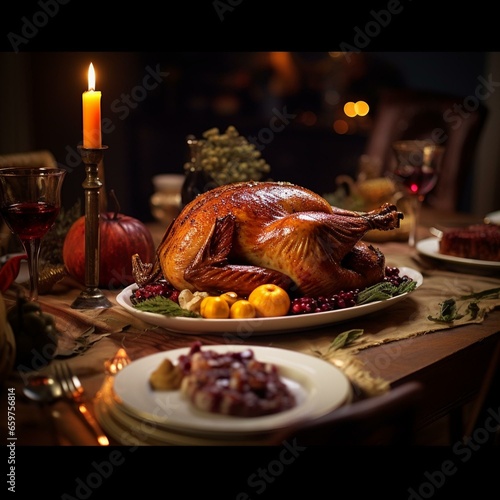 Thanksgiving turkey dinner cinematic photo