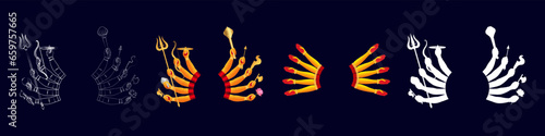 Goddess Durga ten hands in Happy Durga Puja Subh Navratri banner background
