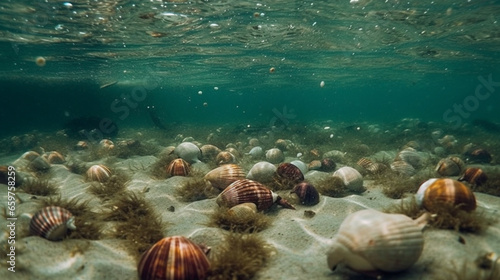 beautiful underwater sea shells in a variety of sizes and species