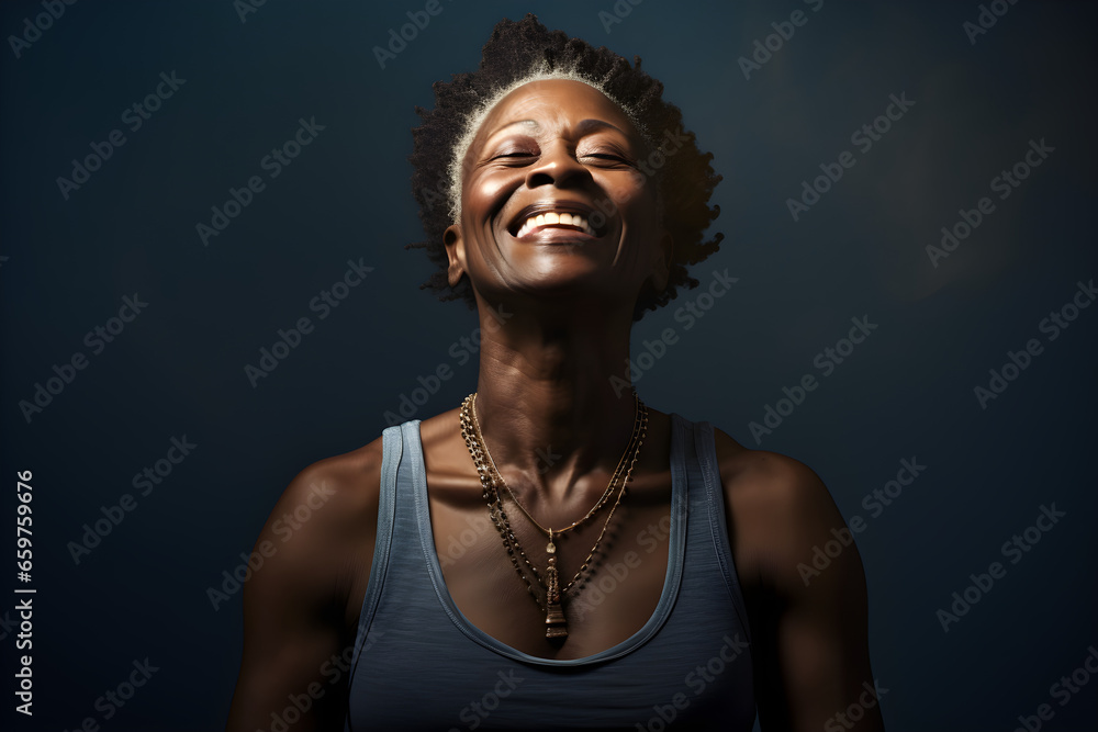 Happy senior retired black man practicing yoga in studio Happy senior retired black man practicing yoga in studio
