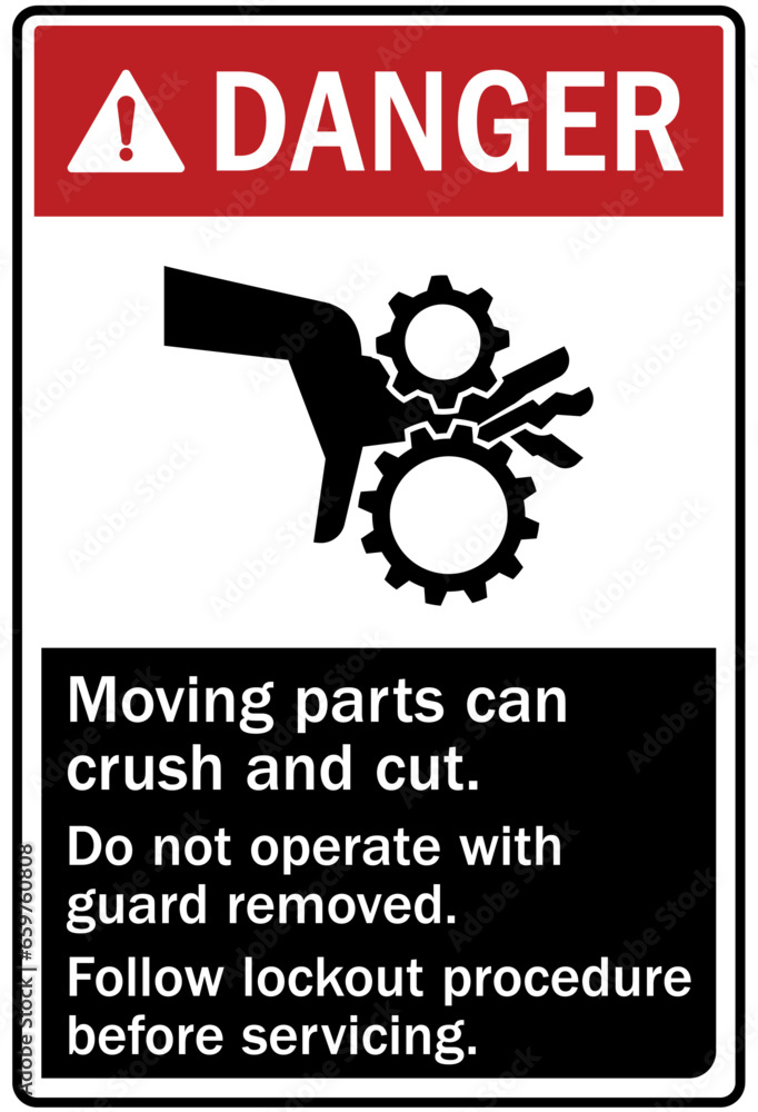 Naklejka premium Cut and crush hazard warning sign and labels