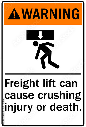 Cut and crush hazard warning sign and labels
