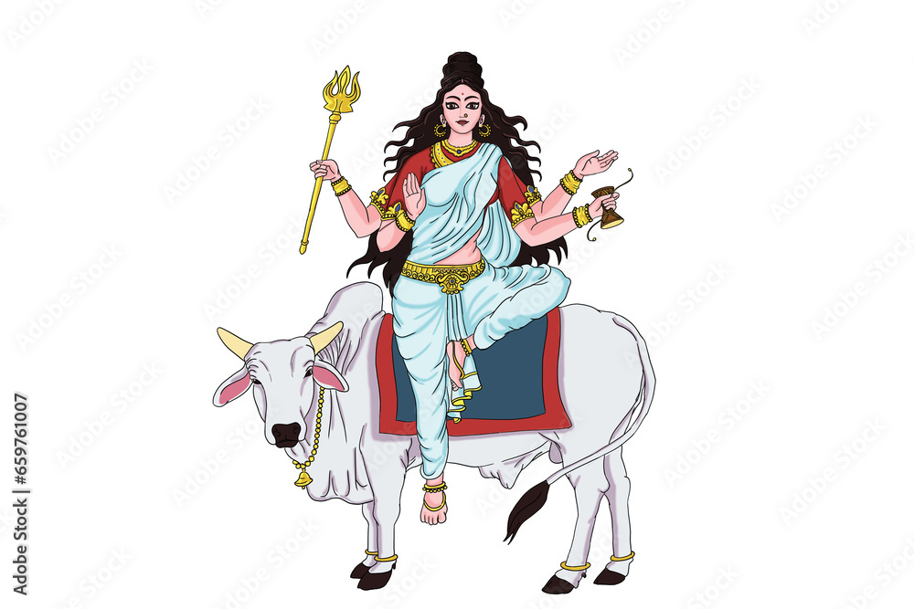 Durga Mata Navratri Illustration