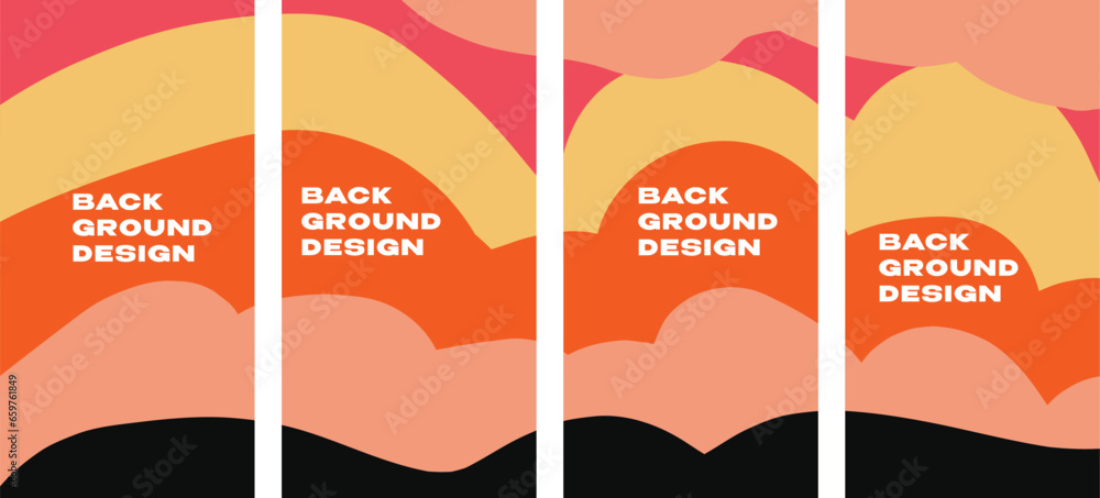 4 Retro Halloween Color Background Models Free Style Vector Illustrations.