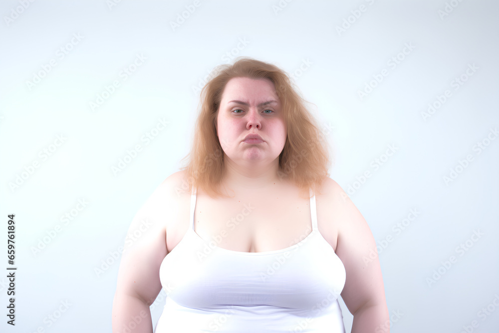 ぜい肉を気にする白人女性