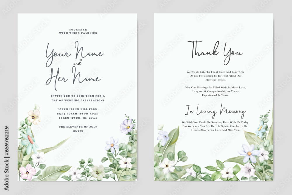 beautiful hand drawn roses vector wedding invitation card set