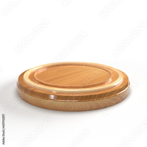 Wooden product presentation podium, pedestal isolated on transparent background