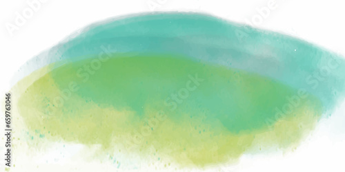 Aquamarine watercolor strip multilayered. blue green watercolor stain abstract shape background for design. color overflows. Watercolor stain light color. isolated on white background

