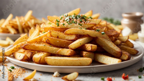 Photo fried potatoes wedges with sauce and mayonnaise crispy chips delicious 15
