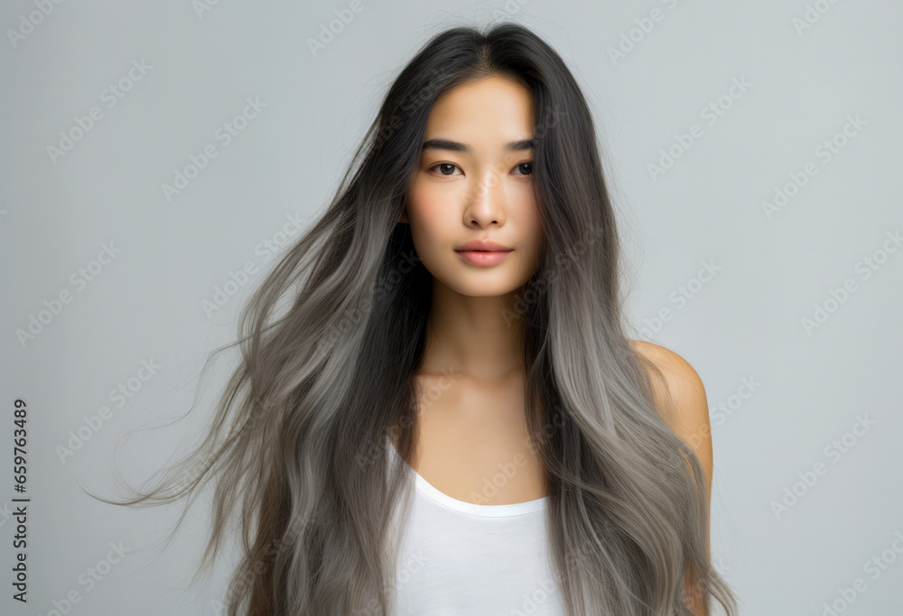 Fototapeta premium Portrait of a pretty asian young woman isolated from the background