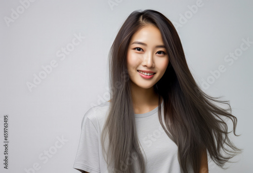 Portrait of a pretty asian young woman isolated from the background