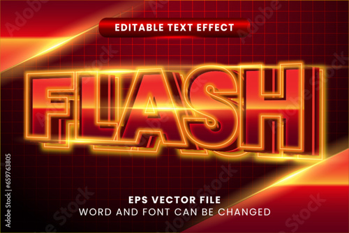 Flash red glow 3d editable vector text effect
