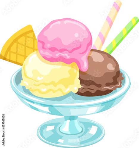 Ice cream, there are many types to eat to cool off, with cute lines and sweet colors.