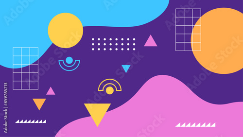 Colorful colourful vector abstract memphis geometric styled background