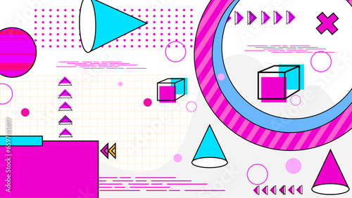 Purple violet blue and white vector abstract memphis geometric styled background