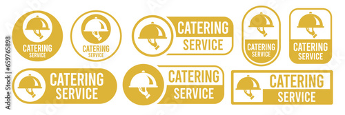 Set menu catering, restaurant, spoon, fork, knife and plate icon set in line. Tableware Vector illustration