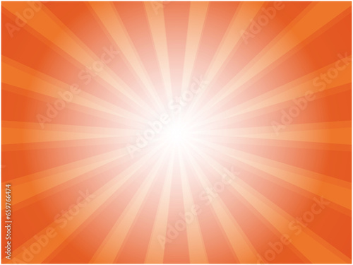 ぼんやりとデフォーカスな太陽光線イメージの集中線背景_レッド×オレンジ