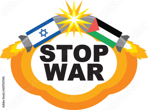 STOP WAR ISRAEL VERSUS PALESTINE CAMPAIGN ,VECTOR ILLUSTRATION