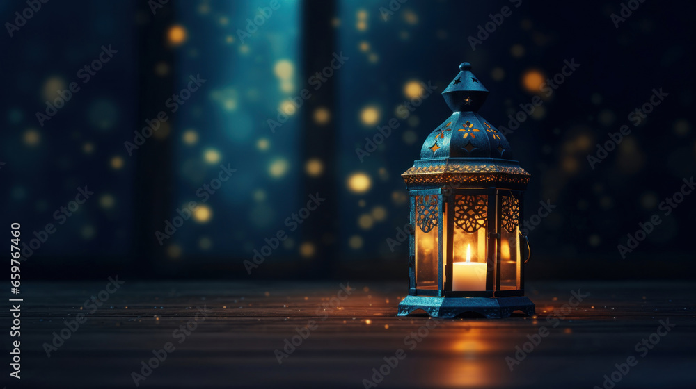 Lantern or Eid lamp with candle inside at night. Lantern or Eid lamp with candle inside at night.