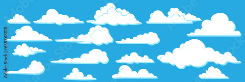 Fototapeta Naklejka Na Ścianę i Meble -  collection on vector clouds. white cloud on blue sky, elements for design