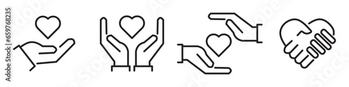 heart in hand icon vector sign