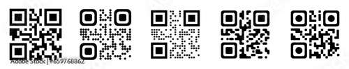 set of various type of blank qr codes. vector template photo