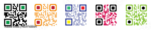 set of various type of colorful blank qr codes. vector template