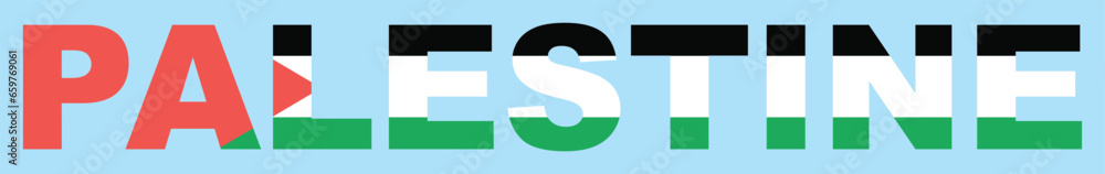 palestine text with palestine flag inside vector illustration palestine text with palestine flag inside vector illustration