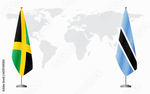 Jamaica and Botswana flags for official meeting