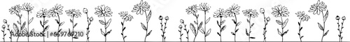シンプルなお花と植物の背景イラスト