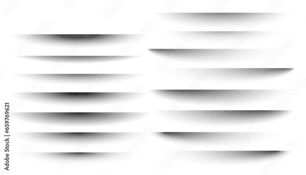 set of vector shadows isolated on white - obrazy, fototapety, plakaty 