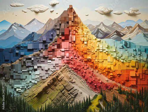 Wallpaper Mural 3D Mountain Scene Post IT Digital Paper Clip Art Sublimation Background Torontodigital.ca