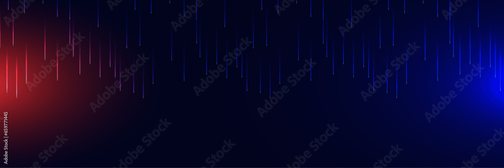 blue and red technology background with flowing particles