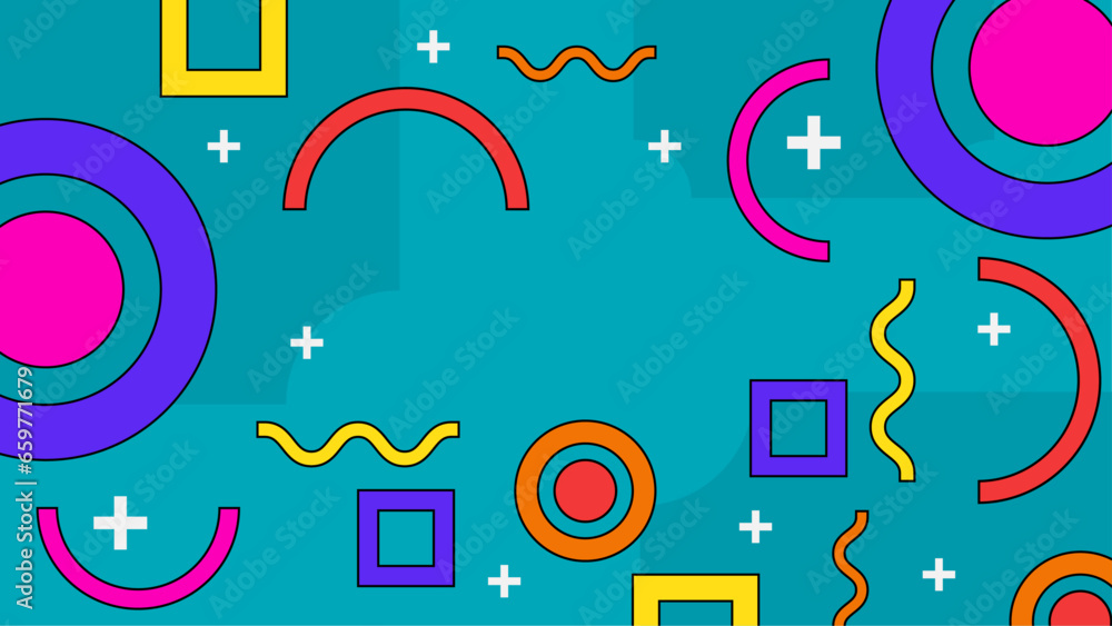 Colorful colourful vector abstract flat geometric memphis hipster shapes background