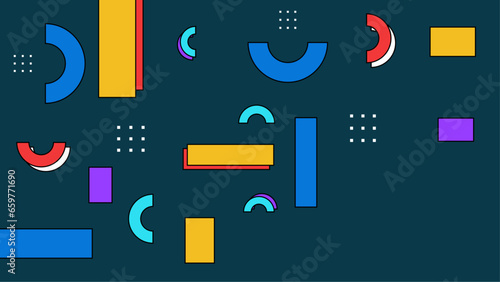 Colorful colourful vector abstract memphis geometric styled background