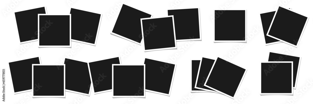 set of combination of polaroid photos. empty photo mockup template - obrazy, fototapety, plakaty 