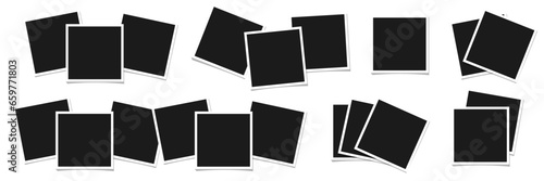 set of combination of polaroid photos. empty photo mockup template