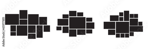 set of empty photo collage. vector mockup of mosaic photos template