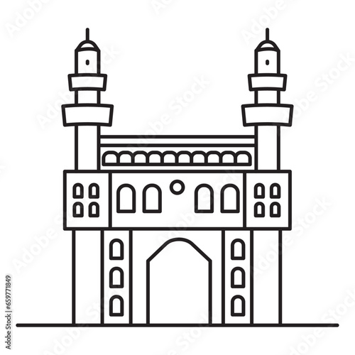 hydrabad city icon. vector outline