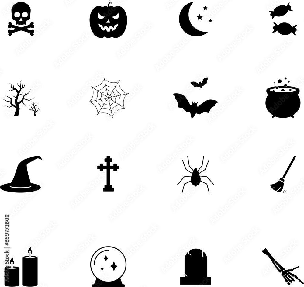 Halloween symbols and signs. Cat, Castle, Party, Witch, Pumpkin, Tree, witch hat, spiders, October, Doodle, skull, Night, Autumn, Celebration, Holiday, Symbol, human skeleton. Vector illustration. Halloween symbols and signs. Cat, Castle, Party, Witch, Pumpkin, Tree, witch hat, spiders, October, Doodle, skull, Night, Autumn, Celebration, Holiday, Symbol, human skeleton. Vector illustration.