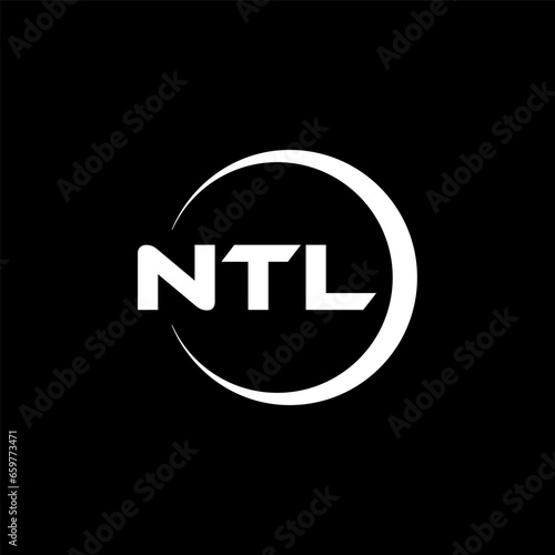 NTL letter logo design with black background in illustrator, cube logo, vector logo, modern alphabet font overlap style. calligraphy designs for logo, Poster, Invitation, etc.